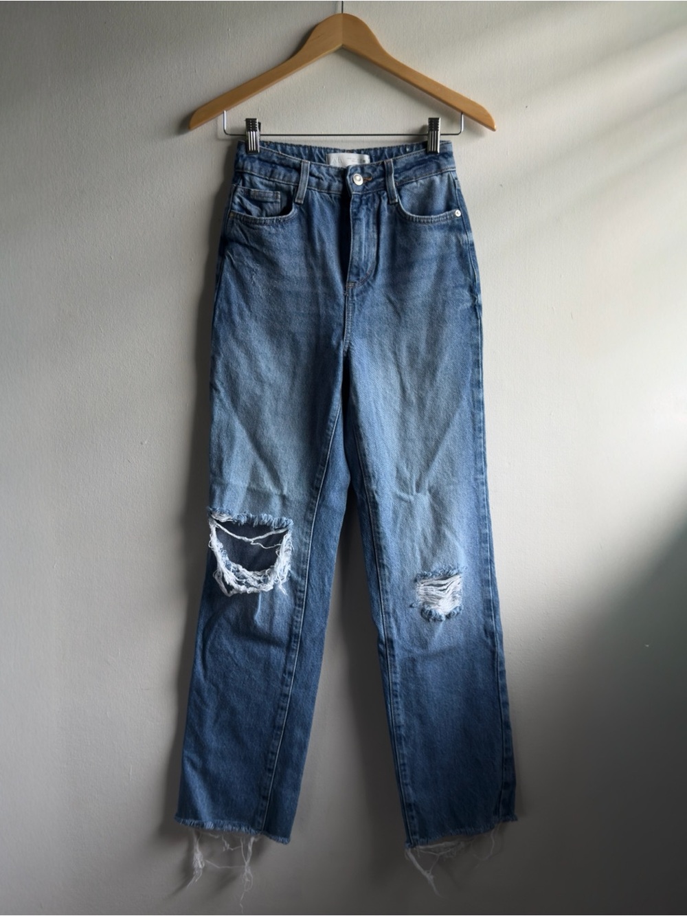 Zara High-Waisted Distressed Jeans